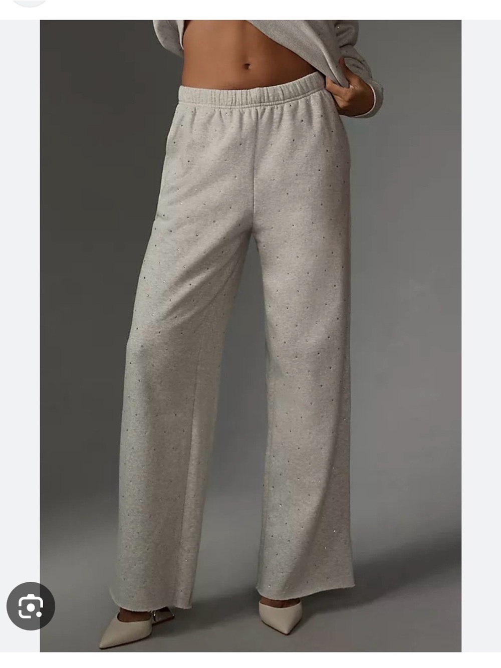 NWT Good American Light Gray Crystal Wide-Leg Lounge Pants, M